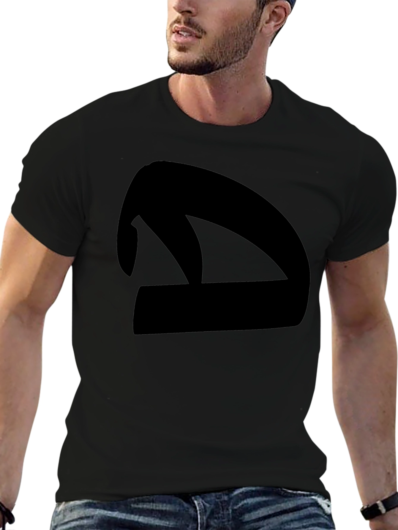 Abstract Silhouette Graphic Tee - Black Cotton Blend Shirt
