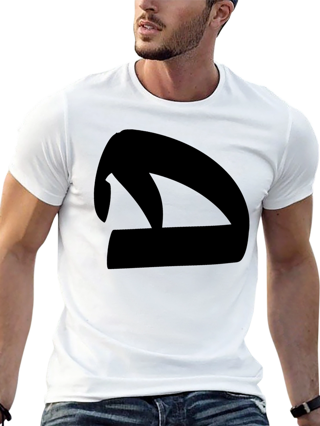 Abstract Silhouette Graphic Tee - Black Cotton Blend Shirt