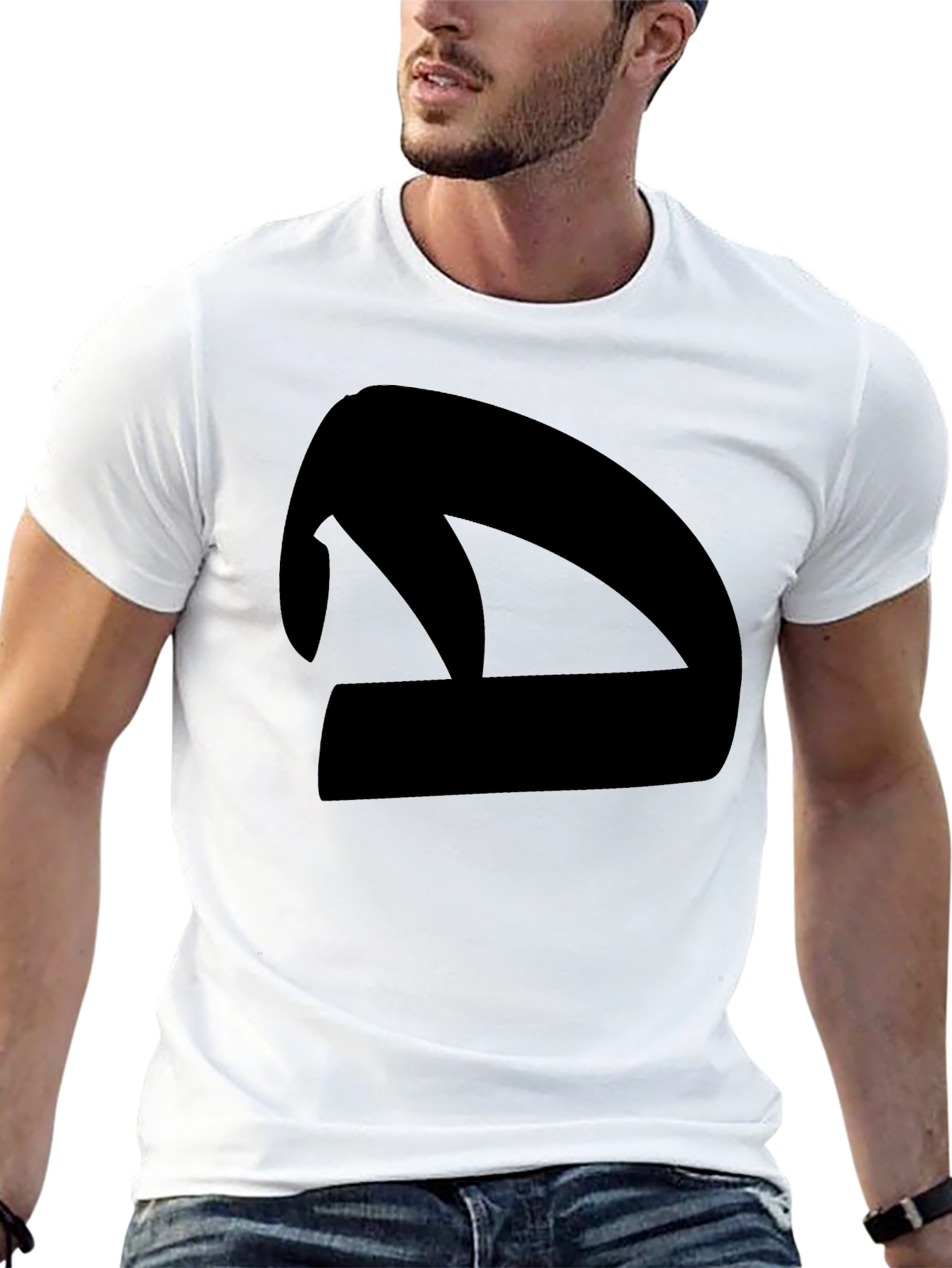 Abstract Silhouette Graphic Tee - Black Cotton Blend Shirt