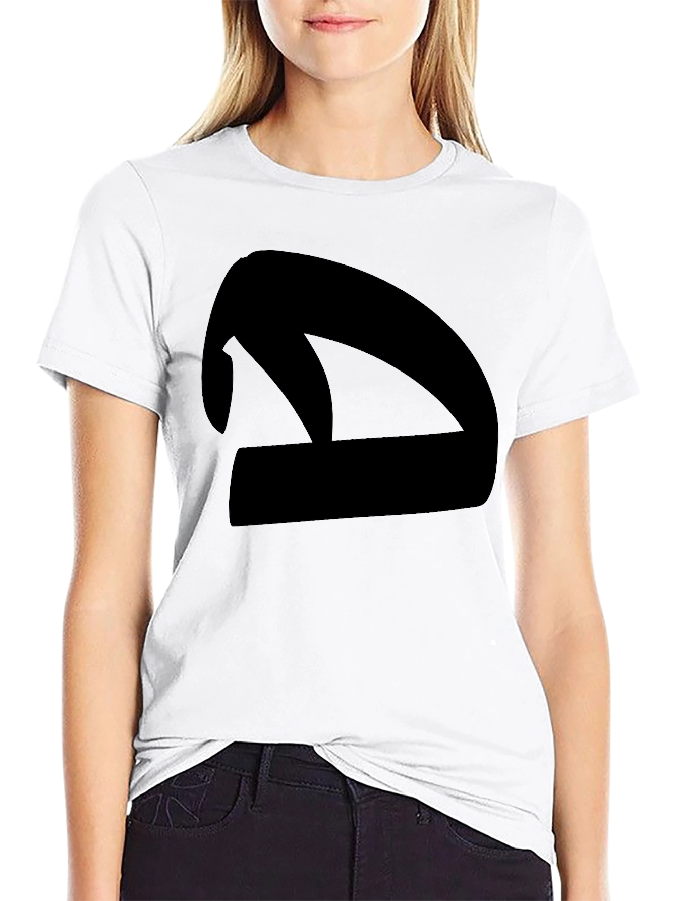 Abstract Silhouette Graphic Tee - Black Cotton Blend Shirt