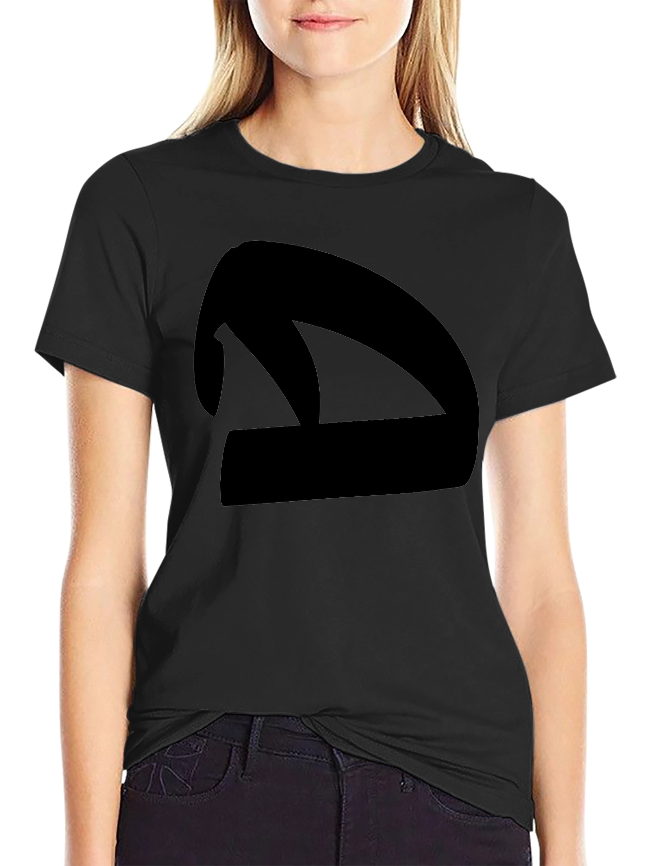 Abstract Silhouette Graphic Tee - Black Cotton Blend Shirt