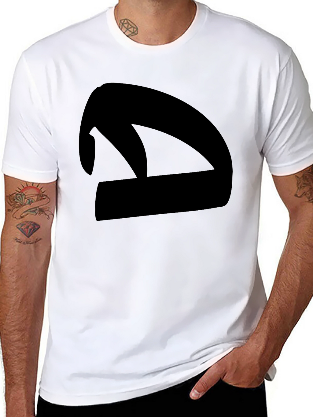 Abstract Silhouette Graphic Tee - Black Cotton Blend Shirt
