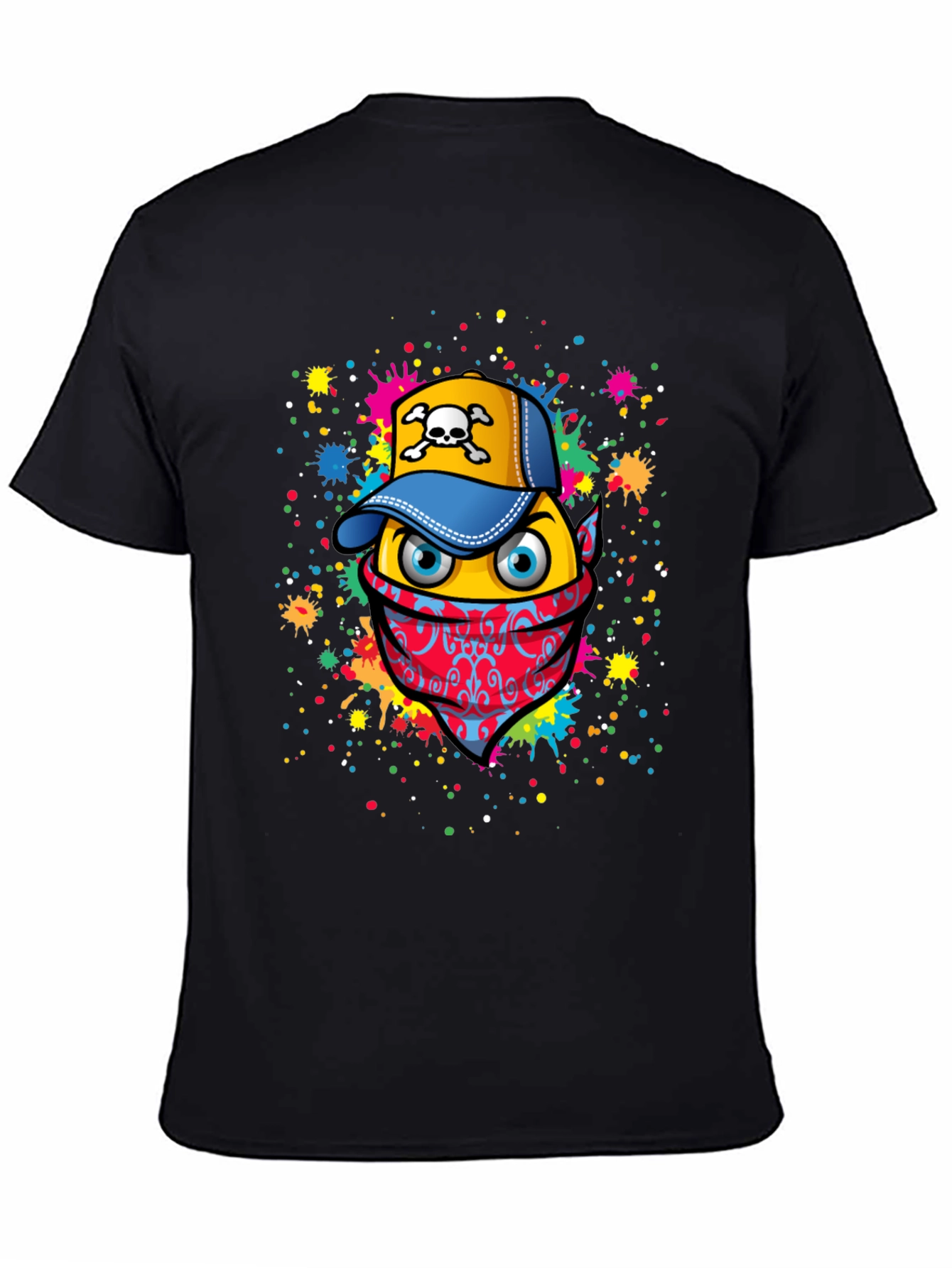 Graphic T-Shirt: Colorful Bandana & Skull Cap