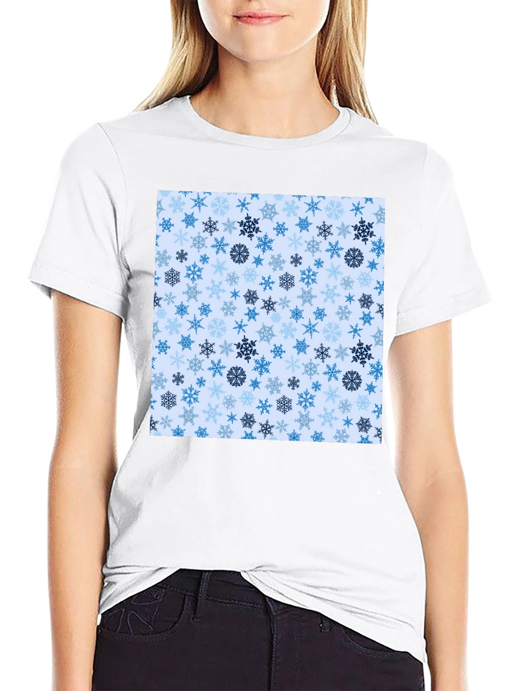Snowflake Pattern Crew Neck T-Shirt