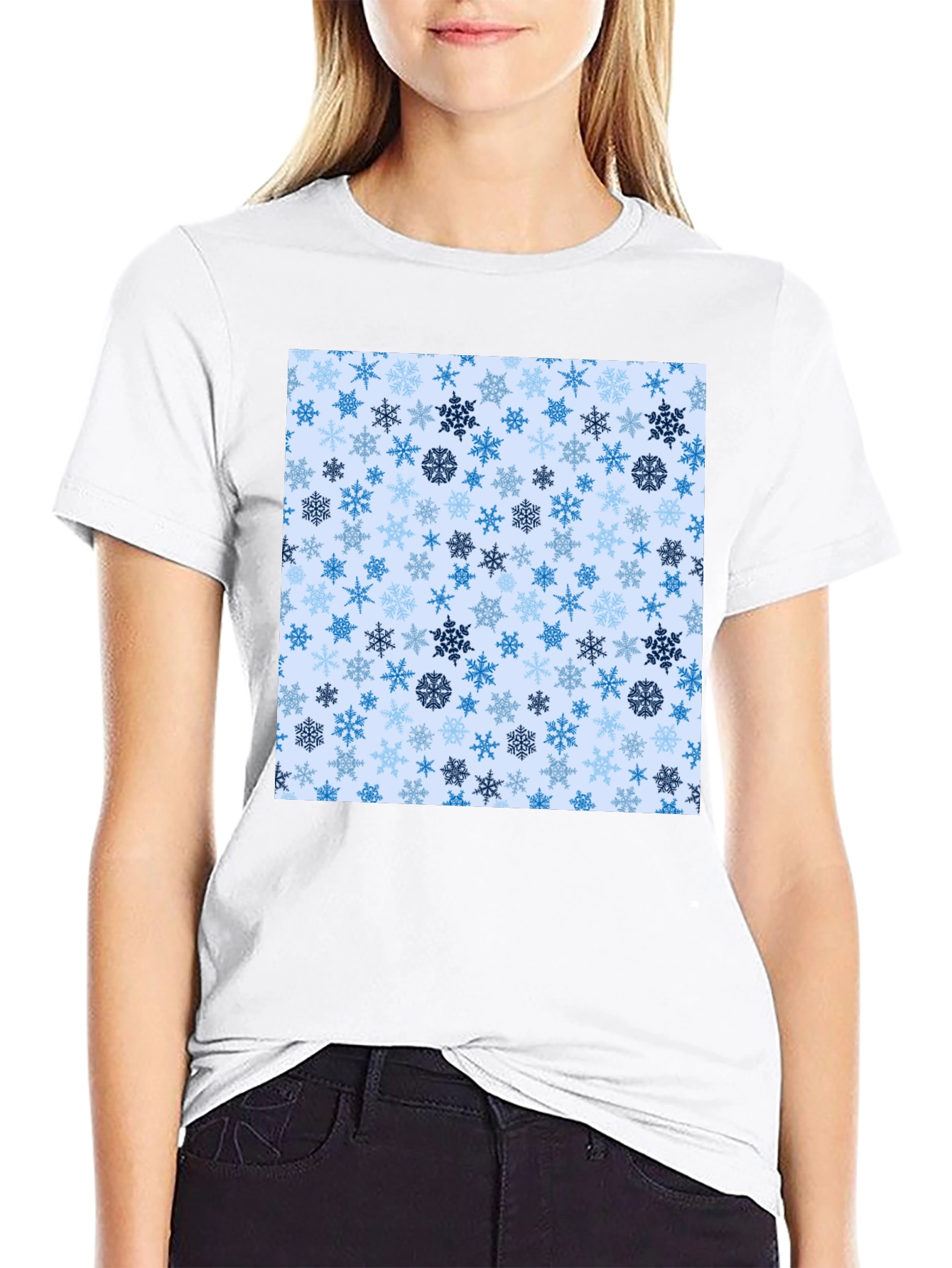 Snowflake Pattern Crew Neck T-Shirt