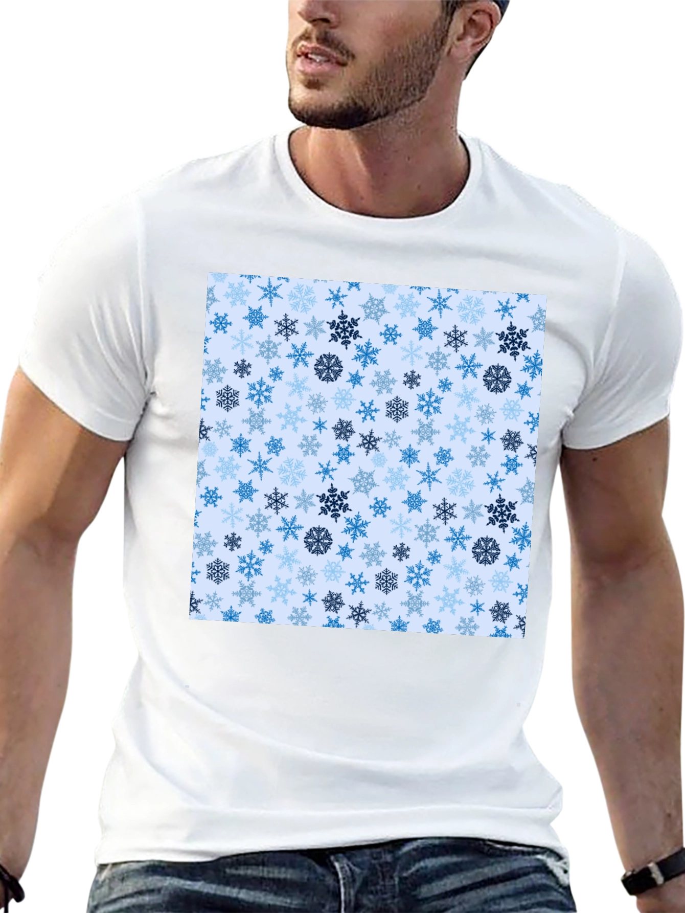 Snowflake Pattern Crew Neck T-Shirt