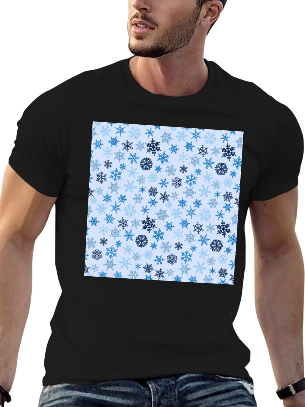 Snowflake Pattern Crew Neck T-Shirt