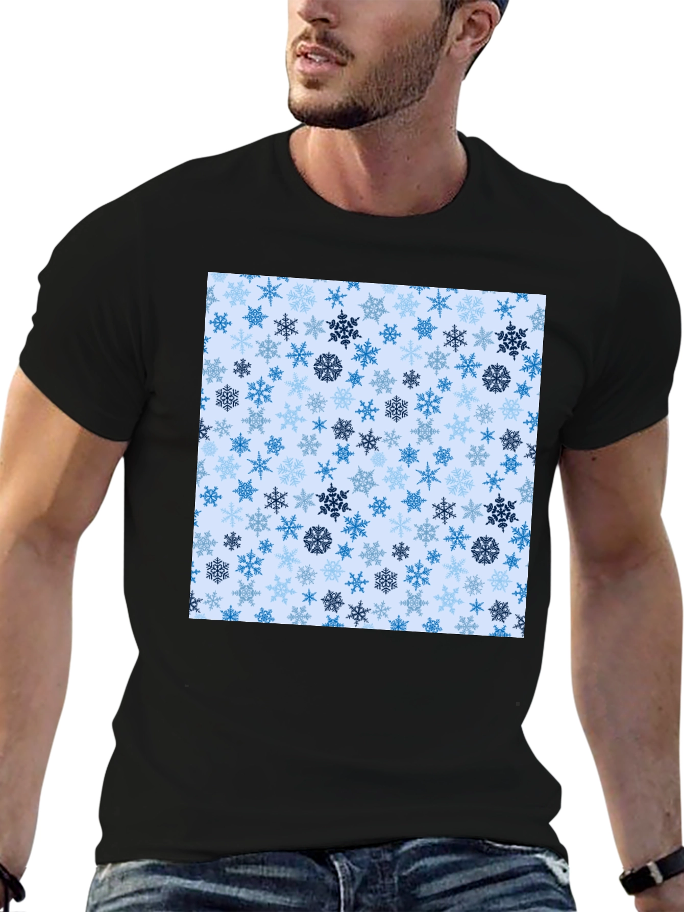 Snowflake Pattern Crew Neck T-Shirt