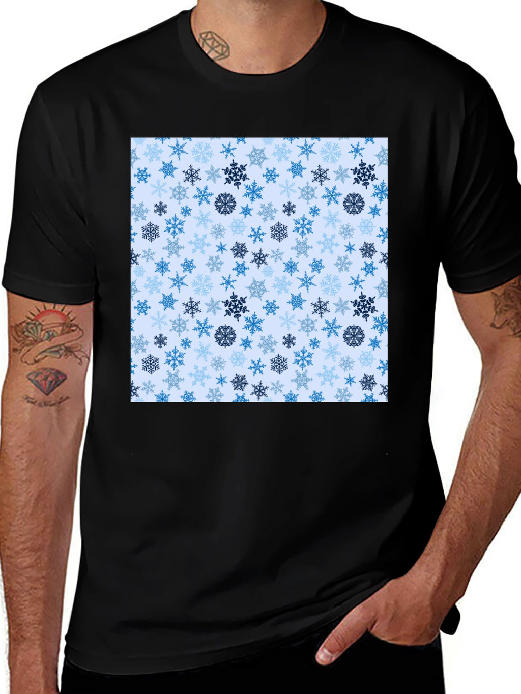 Snowflake Pattern Crew Neck T-Shirt