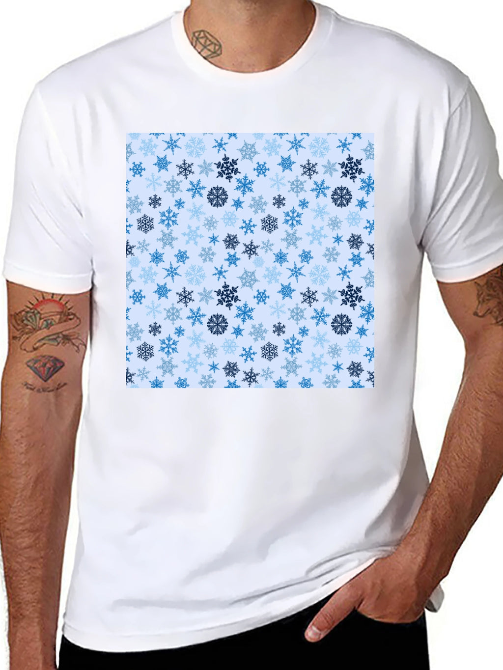 Snowflake Pattern Crew Neck T-Shirt