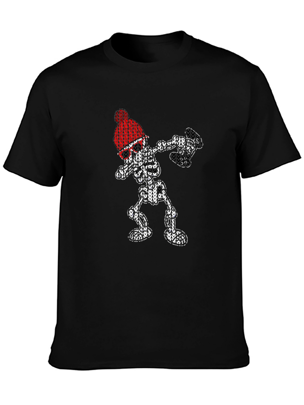 Dabbing Skeleton Knit Design T-Shirt