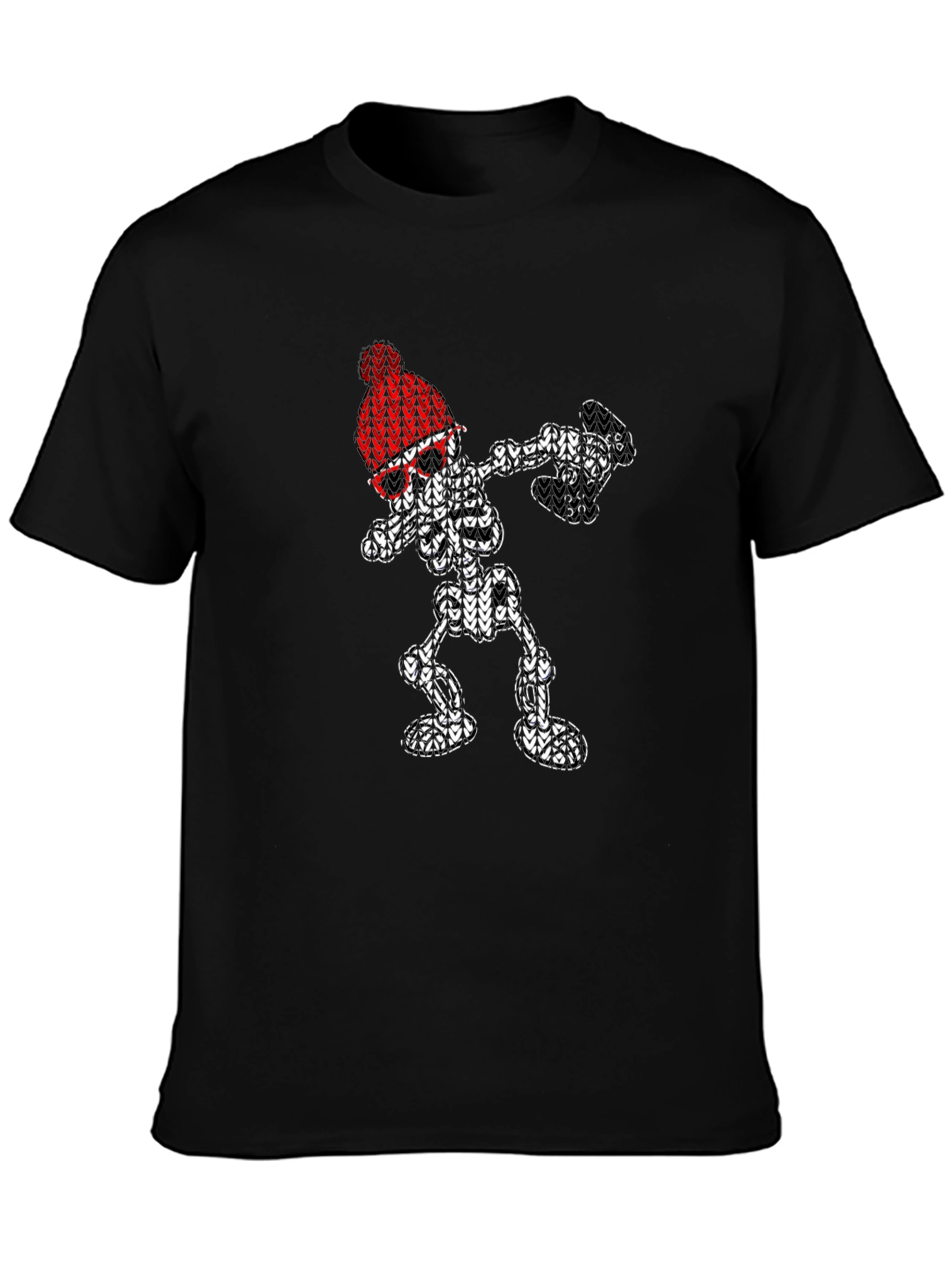 Dabbing Skeleton Knit Design T-Shirt