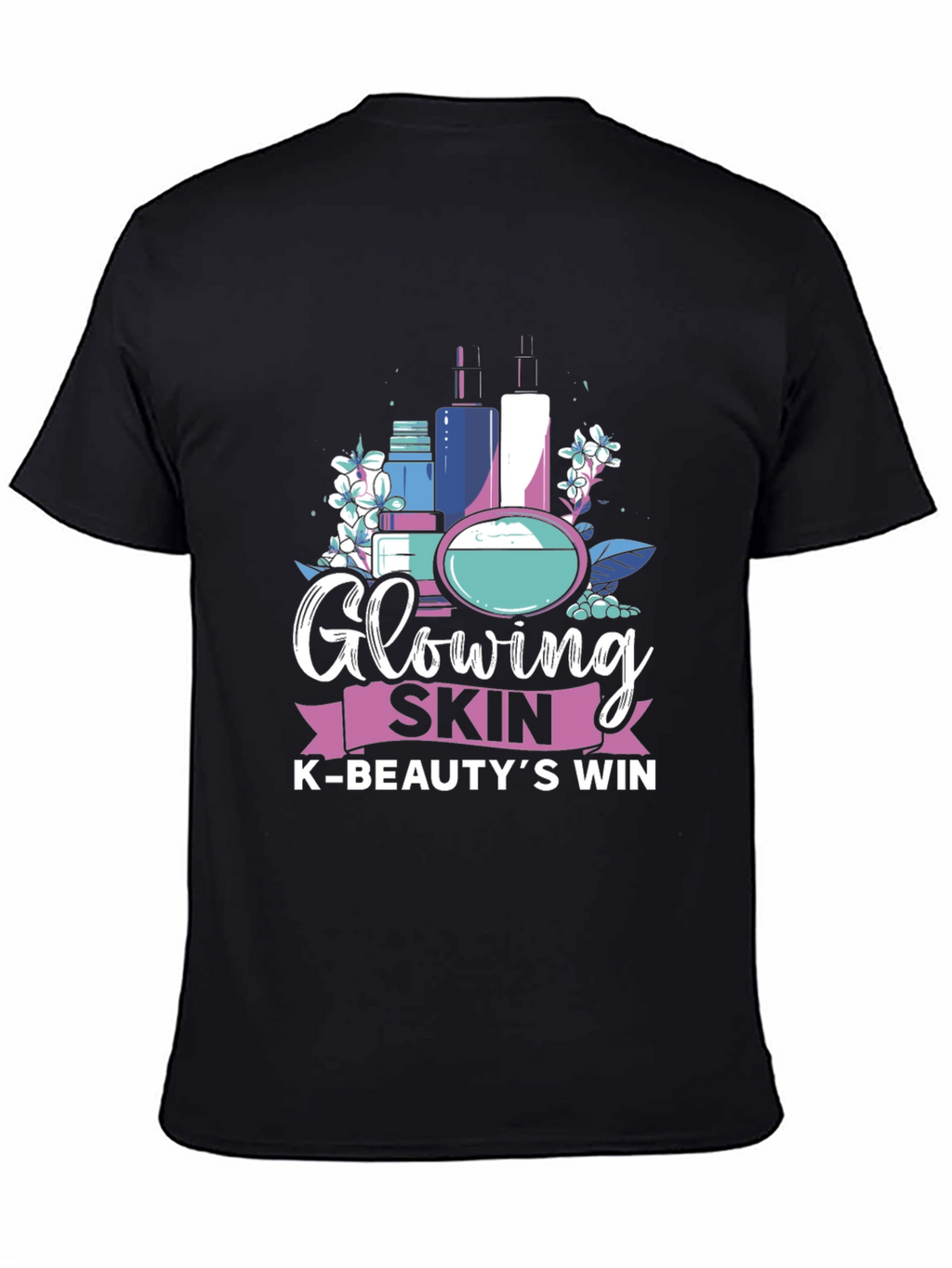 Glowing Skin K-Beauty Win Black Graphic Tee