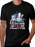 Glowing Skin K-Beauty Win Black Graphic Tee