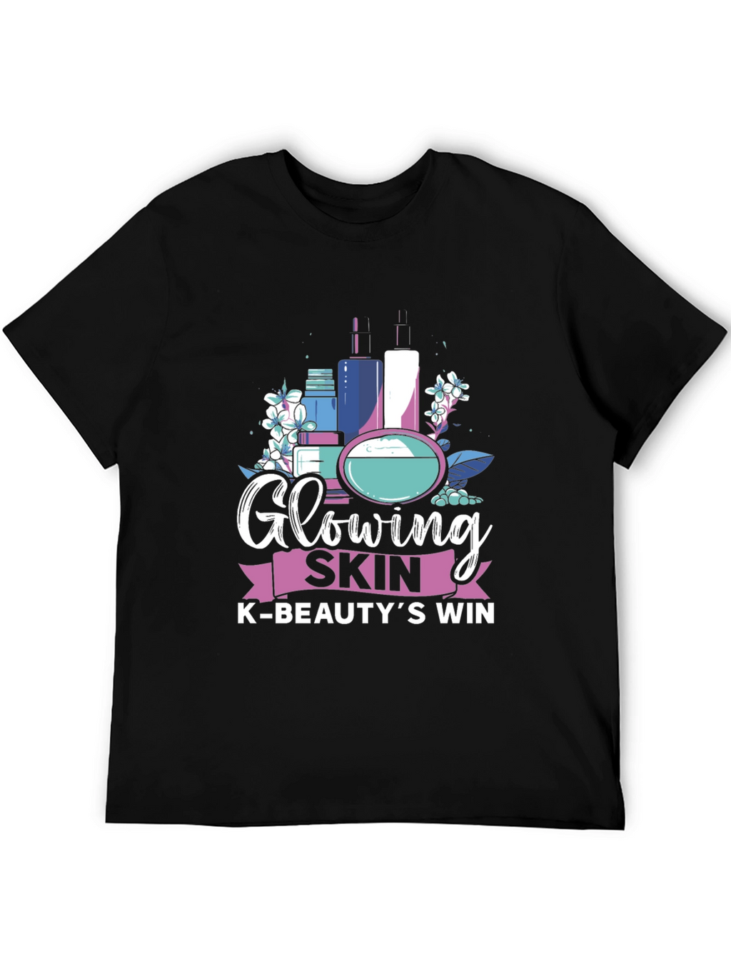 Glowing Skin K-Beauty Win Black Graphic Tee