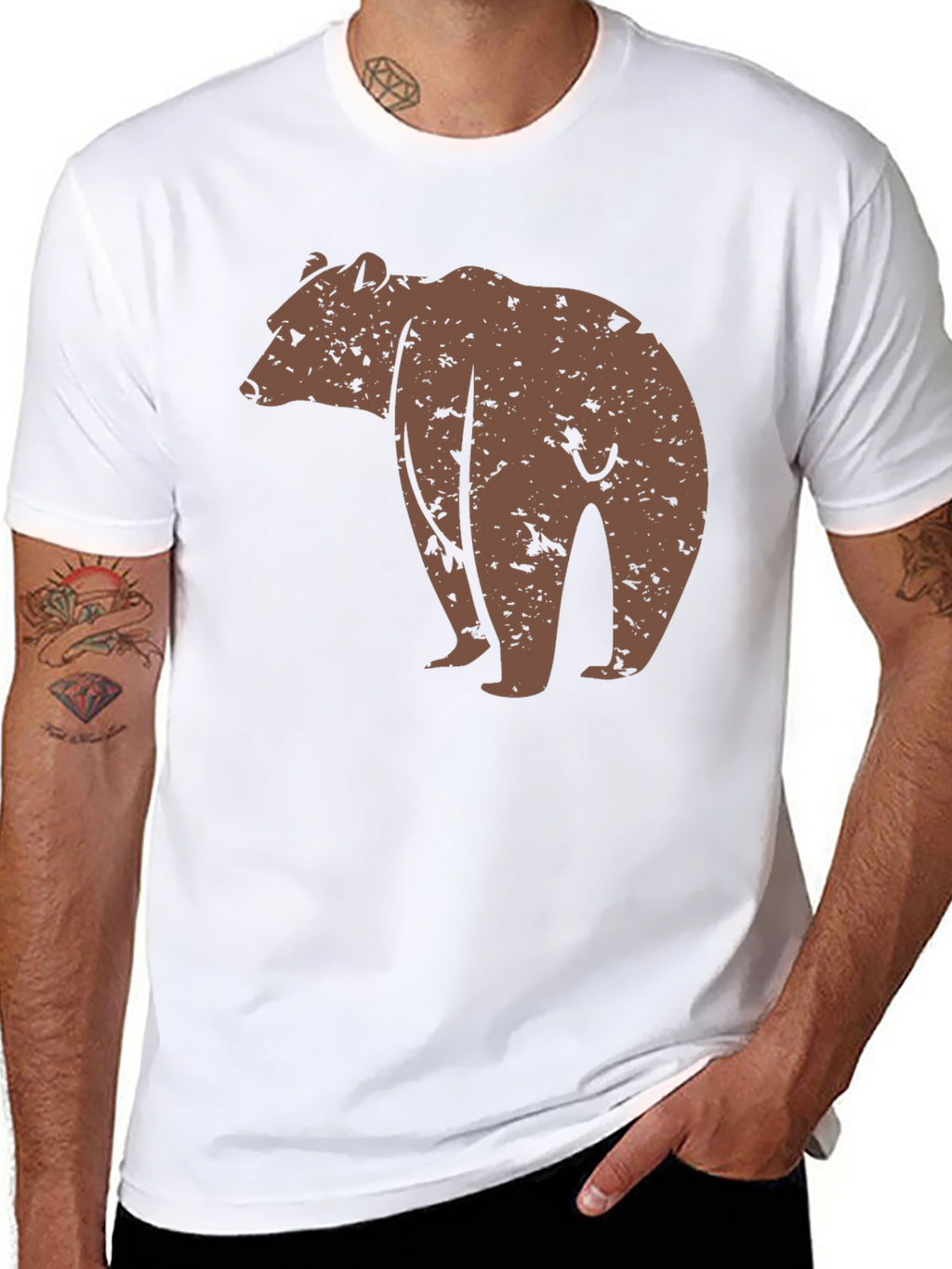 Bear Graphic Print Black T-Shirt
