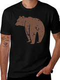 Bear Graphic Print Black T-Shirt