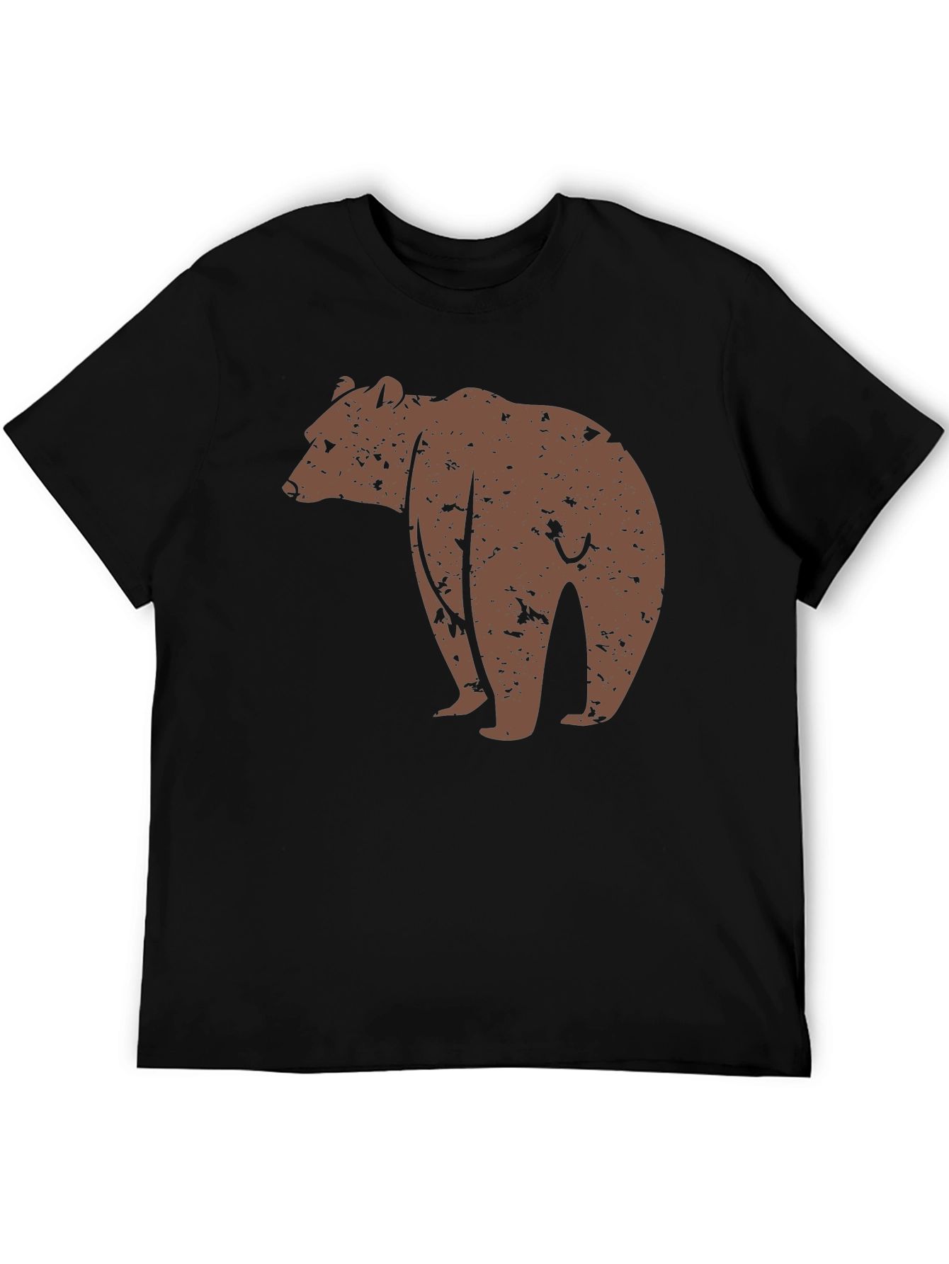 Bear Graphic Print Black T-Shirt