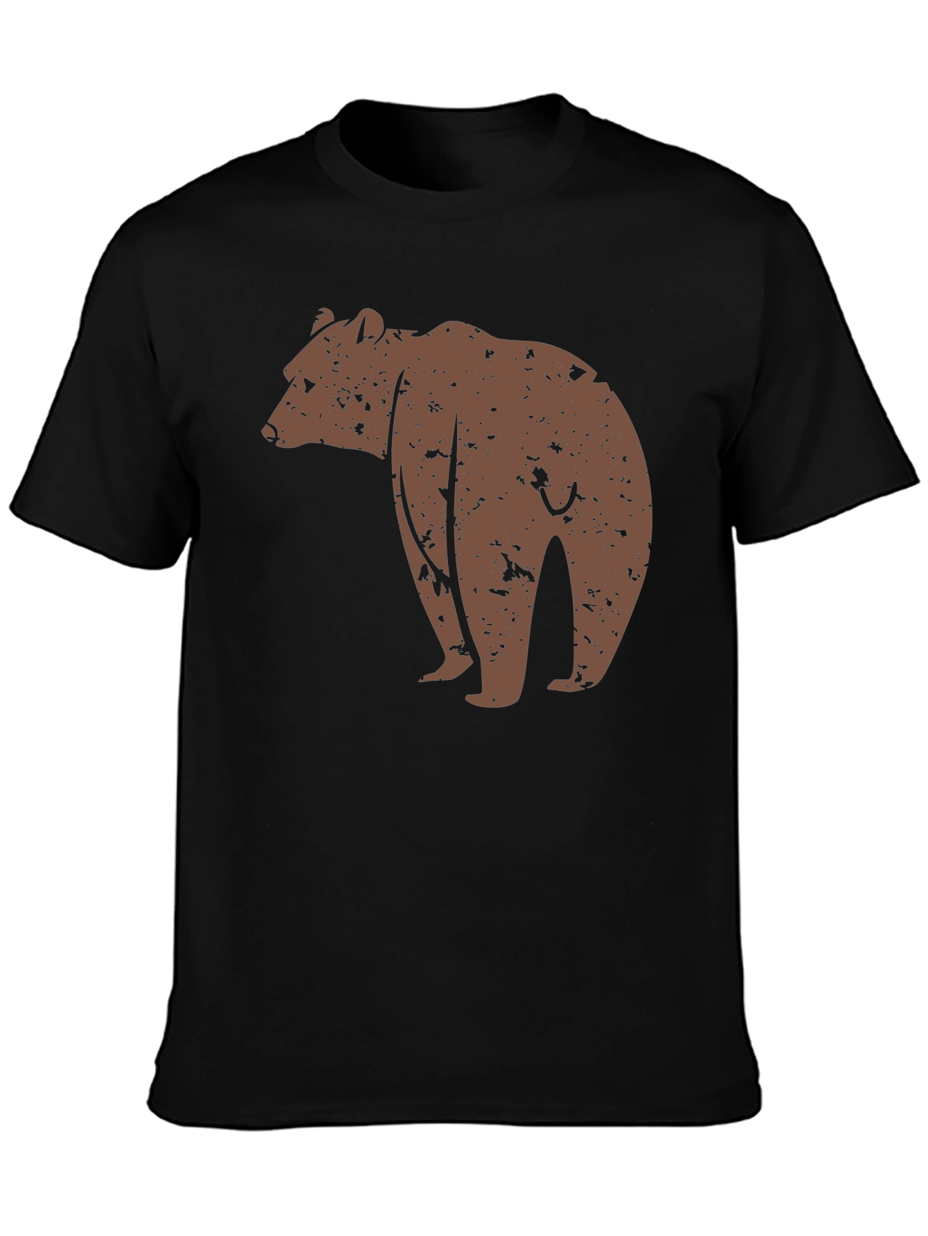 Bear Graphic Print Black T-Shirt
