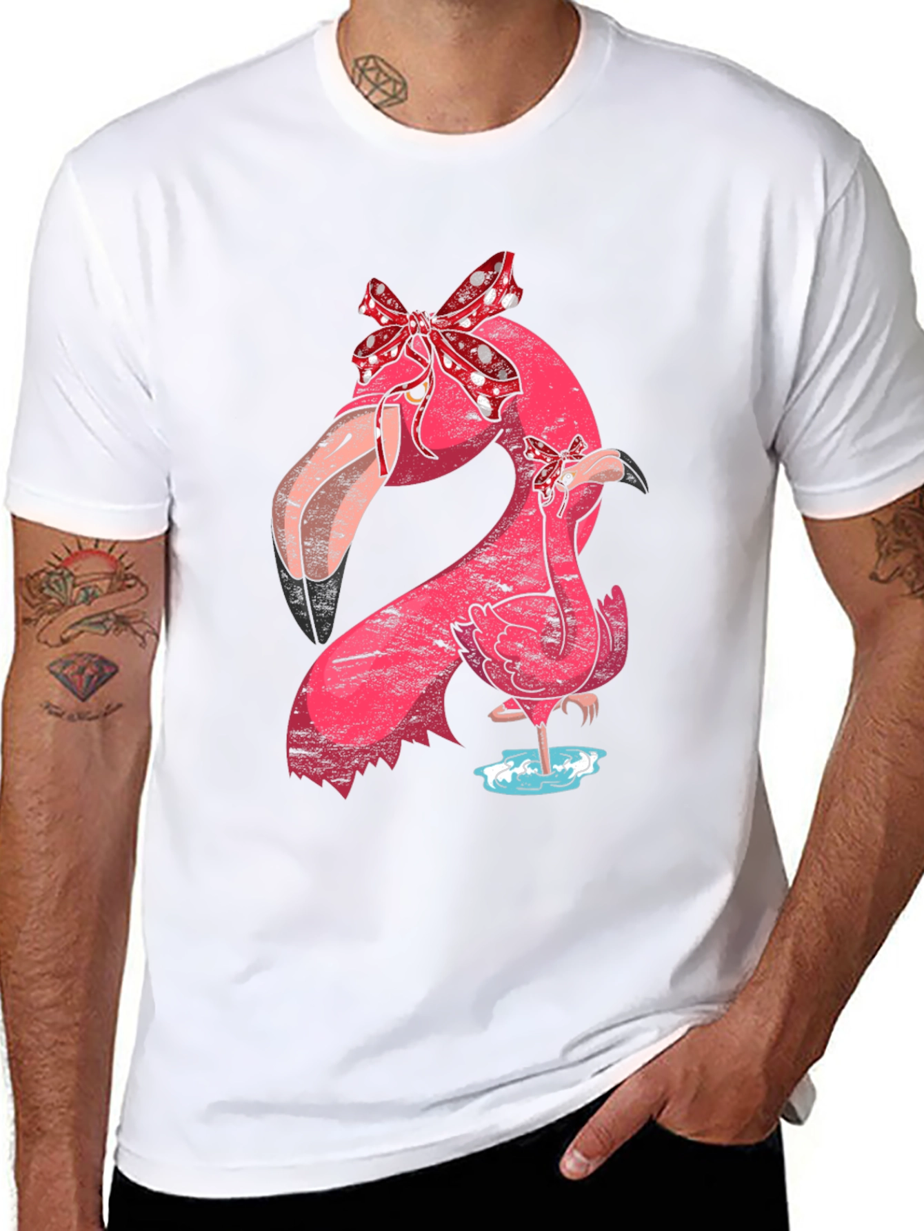 Flamingo Mom & Baby T-Shirt with Bows