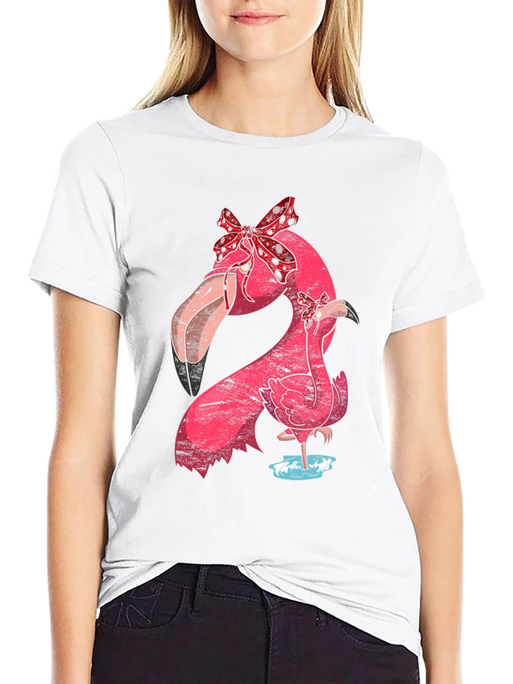 Flamingo Mom & Baby T-Shirt with Bows