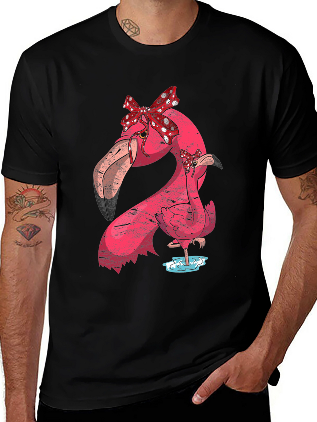 Flamingo Mom & Baby T-Shirt with Bows