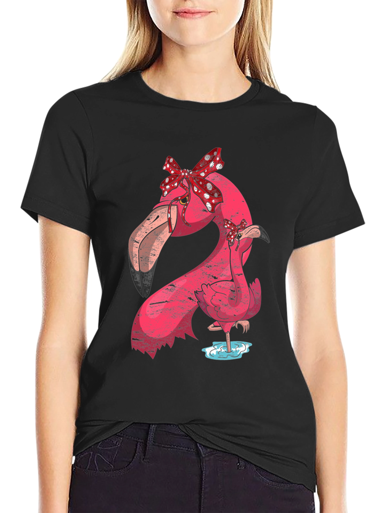 Flamingo Mom & Baby T-Shirt with Bows