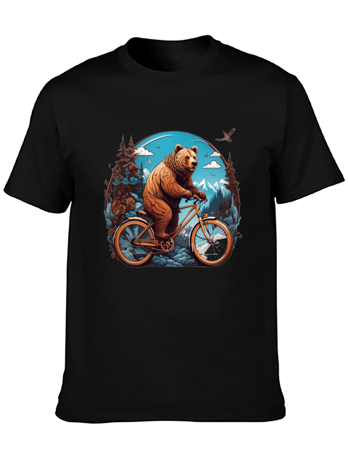 Bear on Bike Graphic Tee - Cool Animal Design