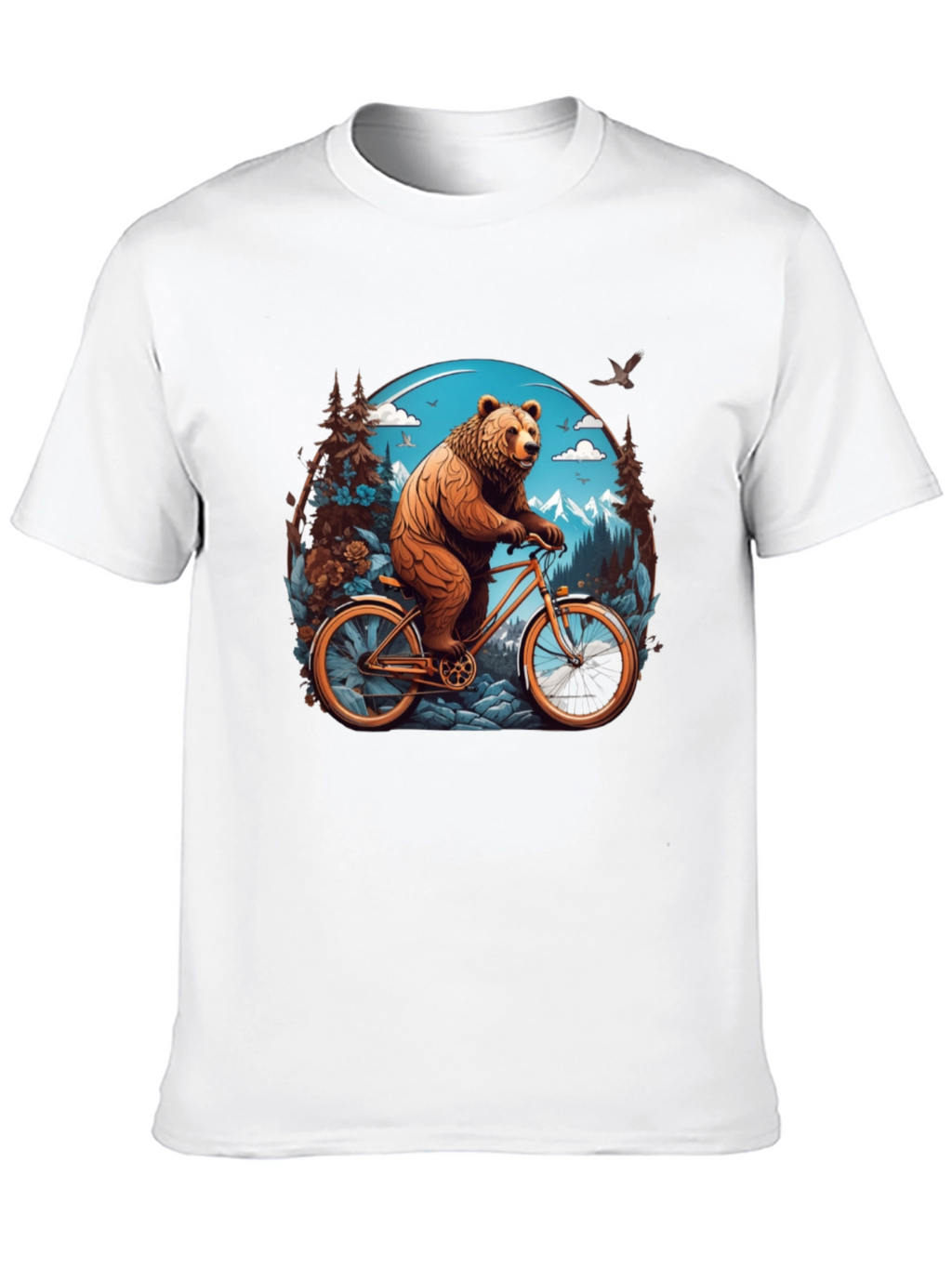 Bear on Bike Graphic Tee - Cool Animal Design