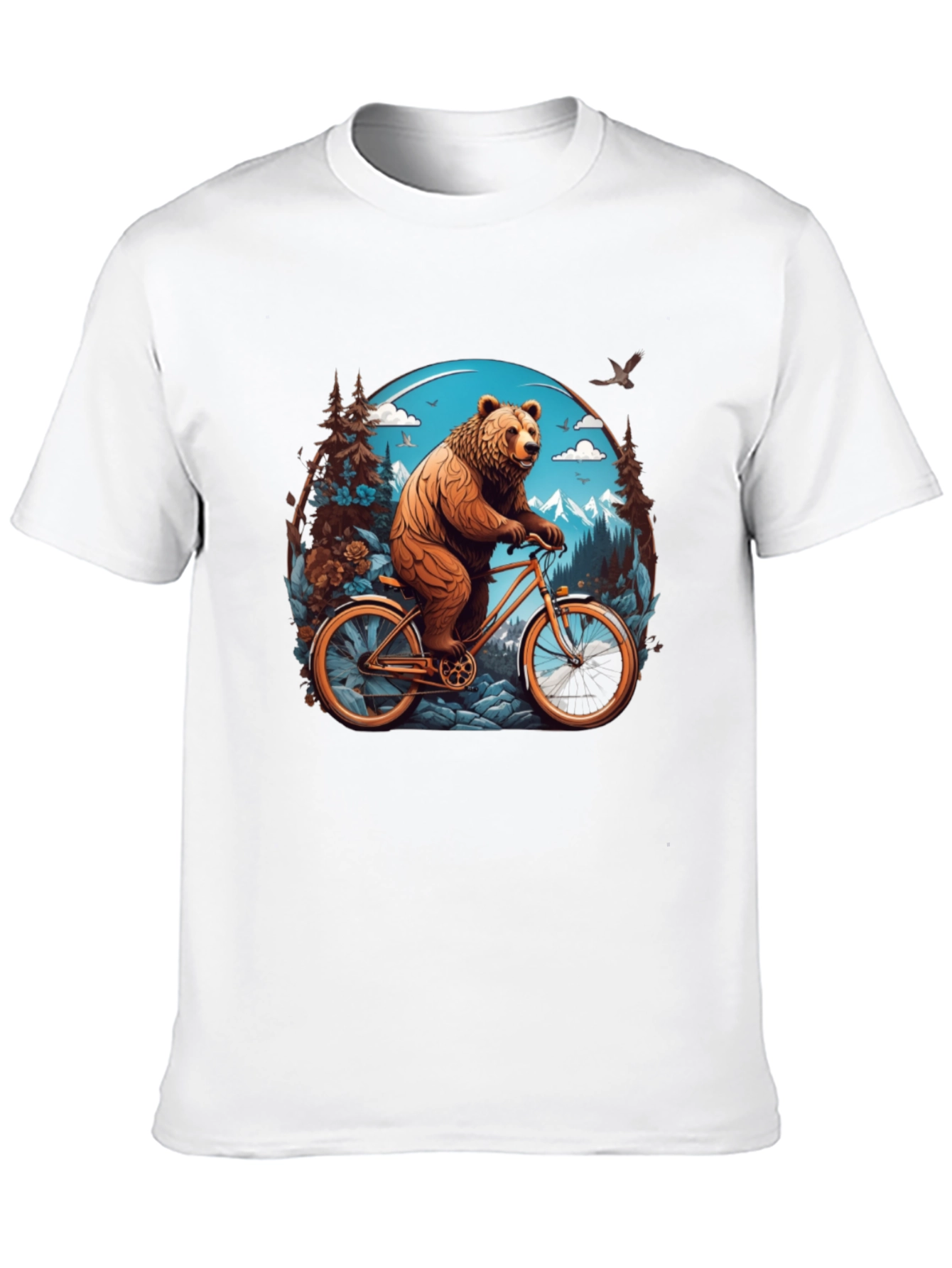 Bear on Bike Graphic Tee - Cool Animal Design