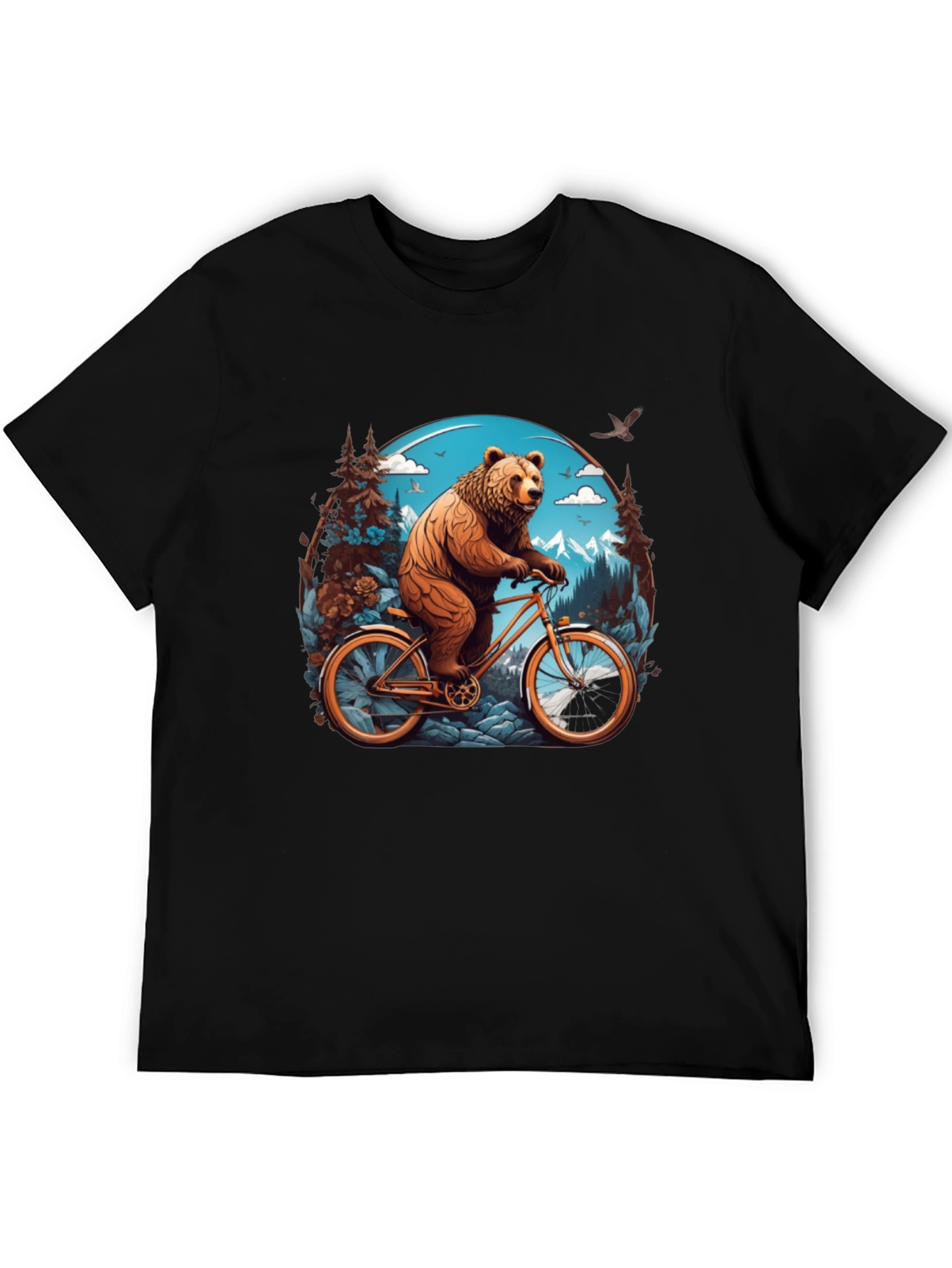 Bear on Bike Graphic Tee - Cool Animal Design