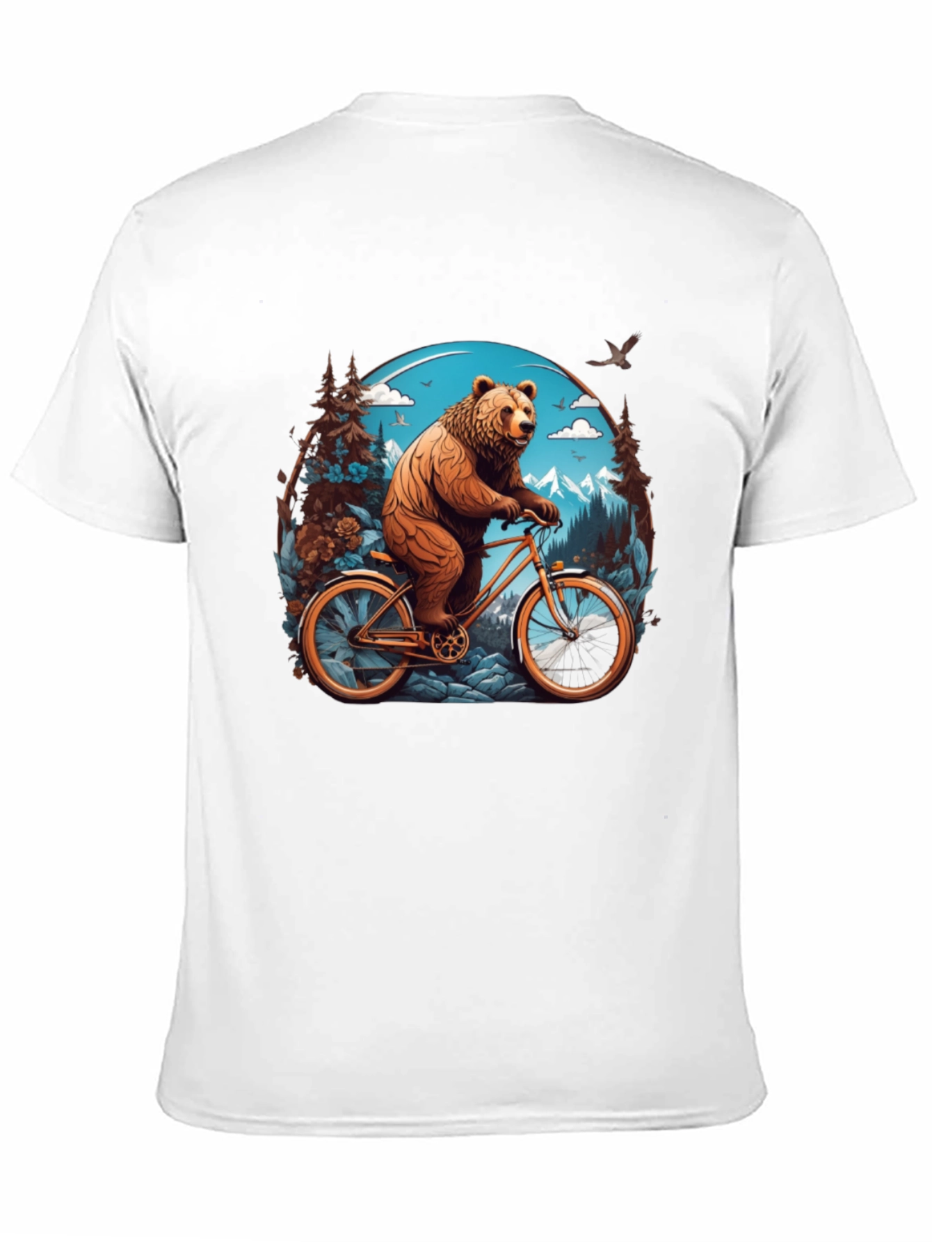 Bear on Bike Graphic Tee - Cool Animal Design