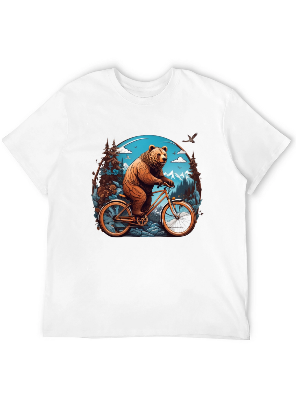 Bear on Bike Graphic Tee - Cool Animal Design