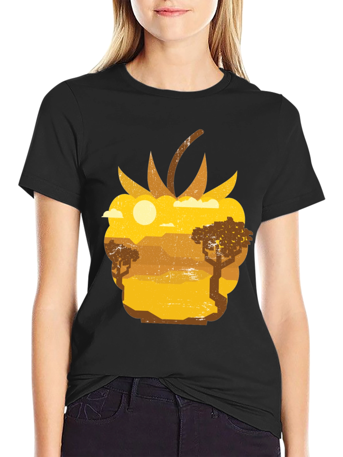 Raspberry Desert Graphic Tee - Unique Nature Scene Shirt