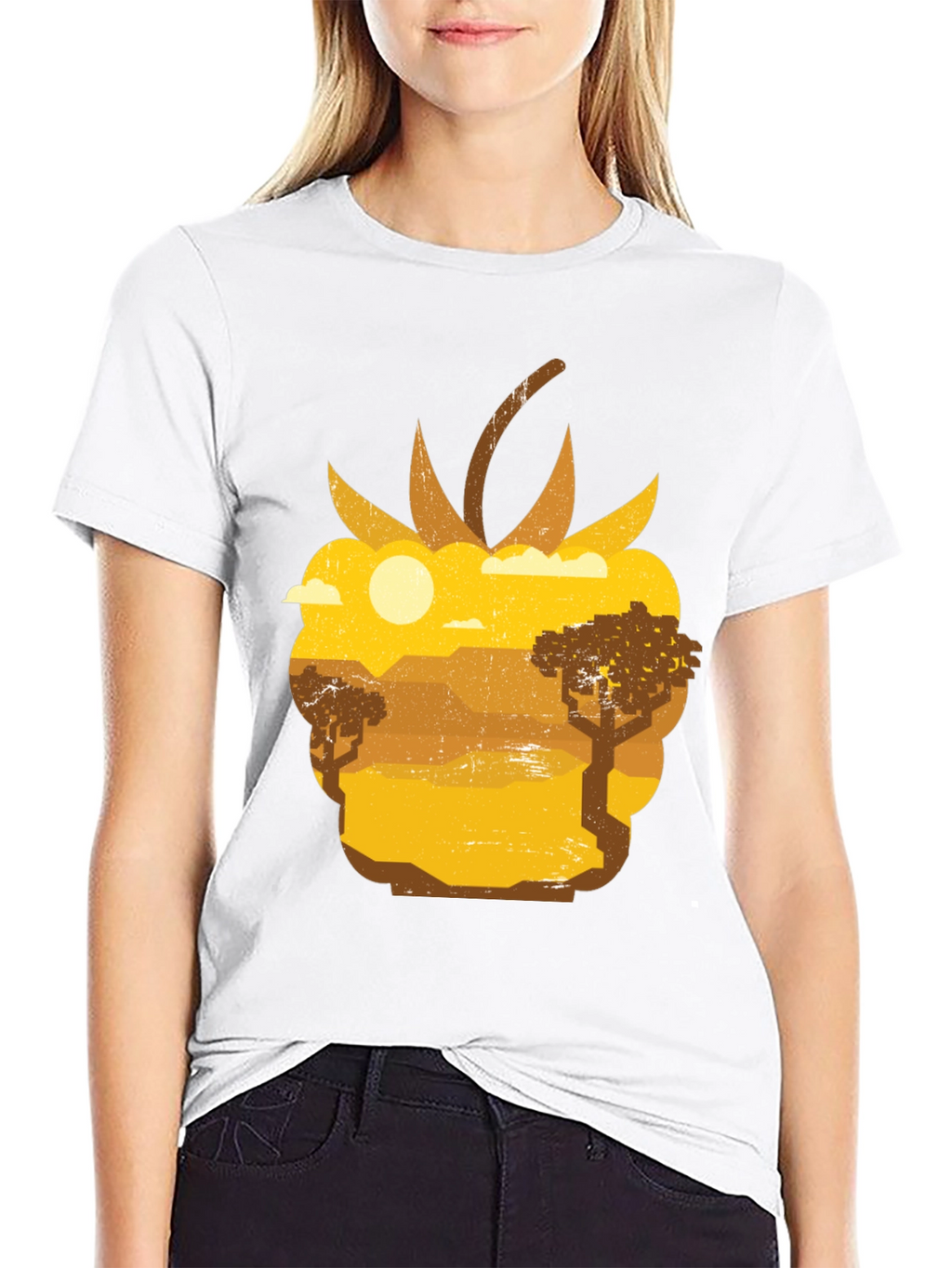 Raspberry Desert Graphic Tee - Unique Nature Scene Shirt