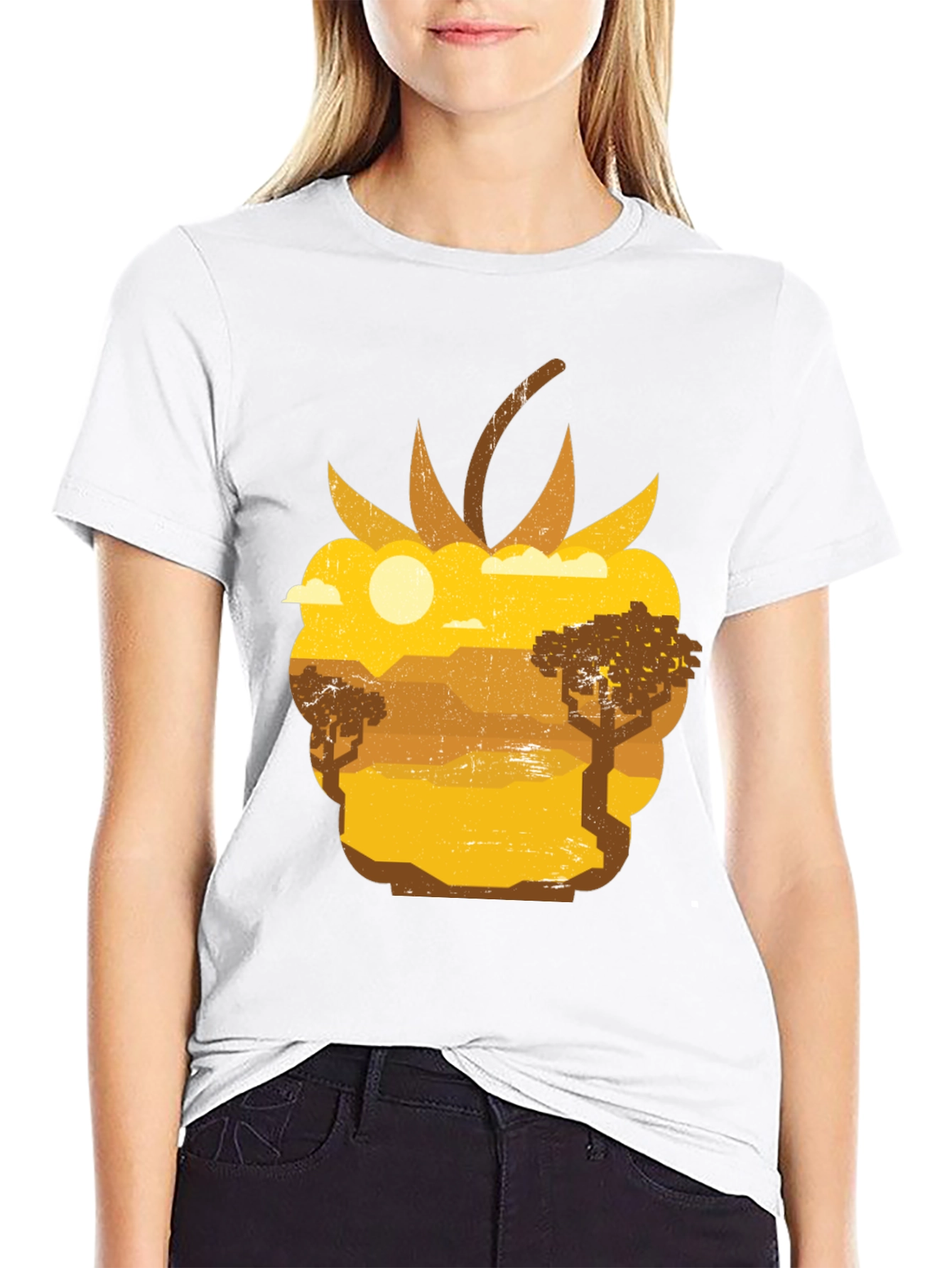 Raspberry Desert Graphic Tee - Unique Nature Scene Shirt
