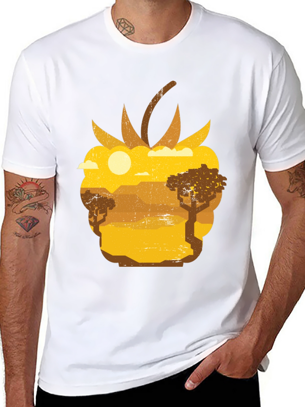 Raspberry Desert Graphic Tee - Unique Nature Scene Shirt