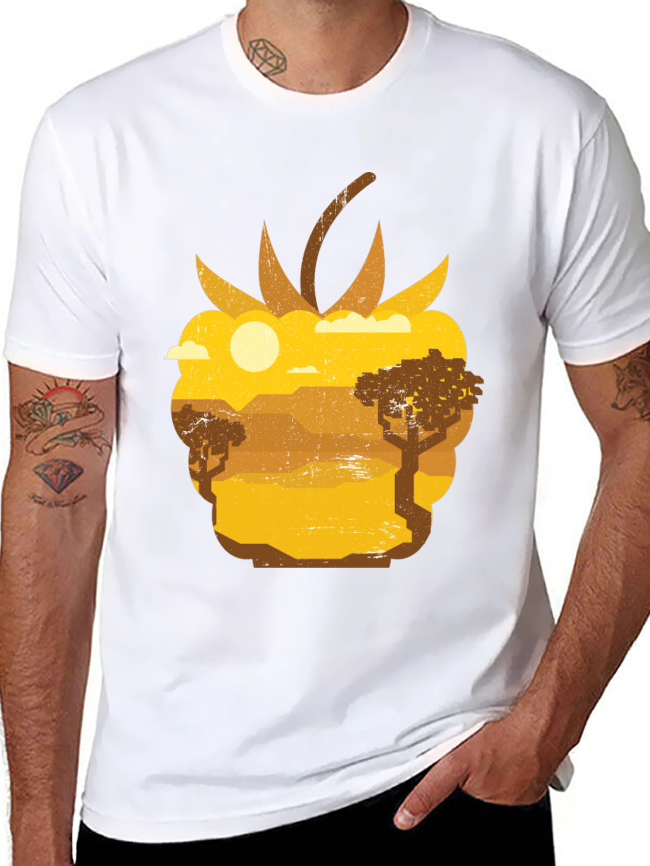 Raspberry Desert Graphic Tee - Unique Nature Scene Shirt