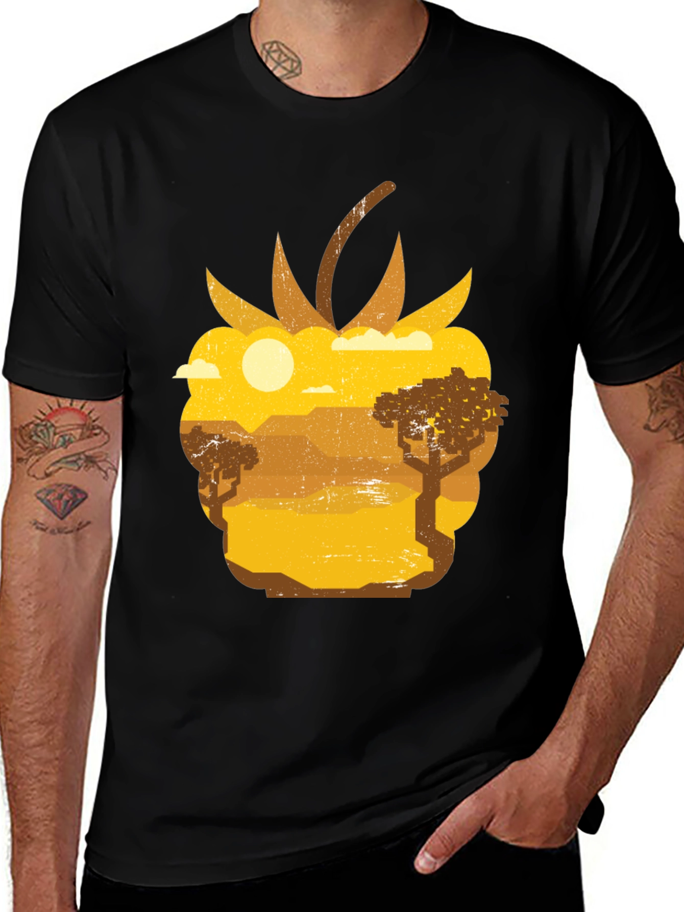Raspberry Desert Graphic Tee - Unique Nature Scene Shirt