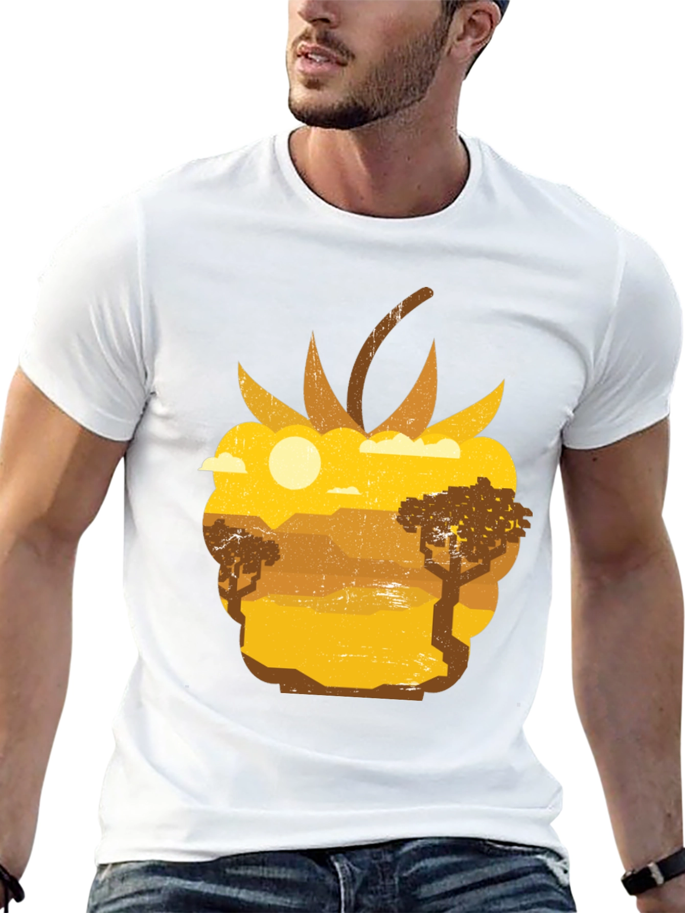 Raspberry Desert Graphic Tee - Unique Nature Scene Shirt