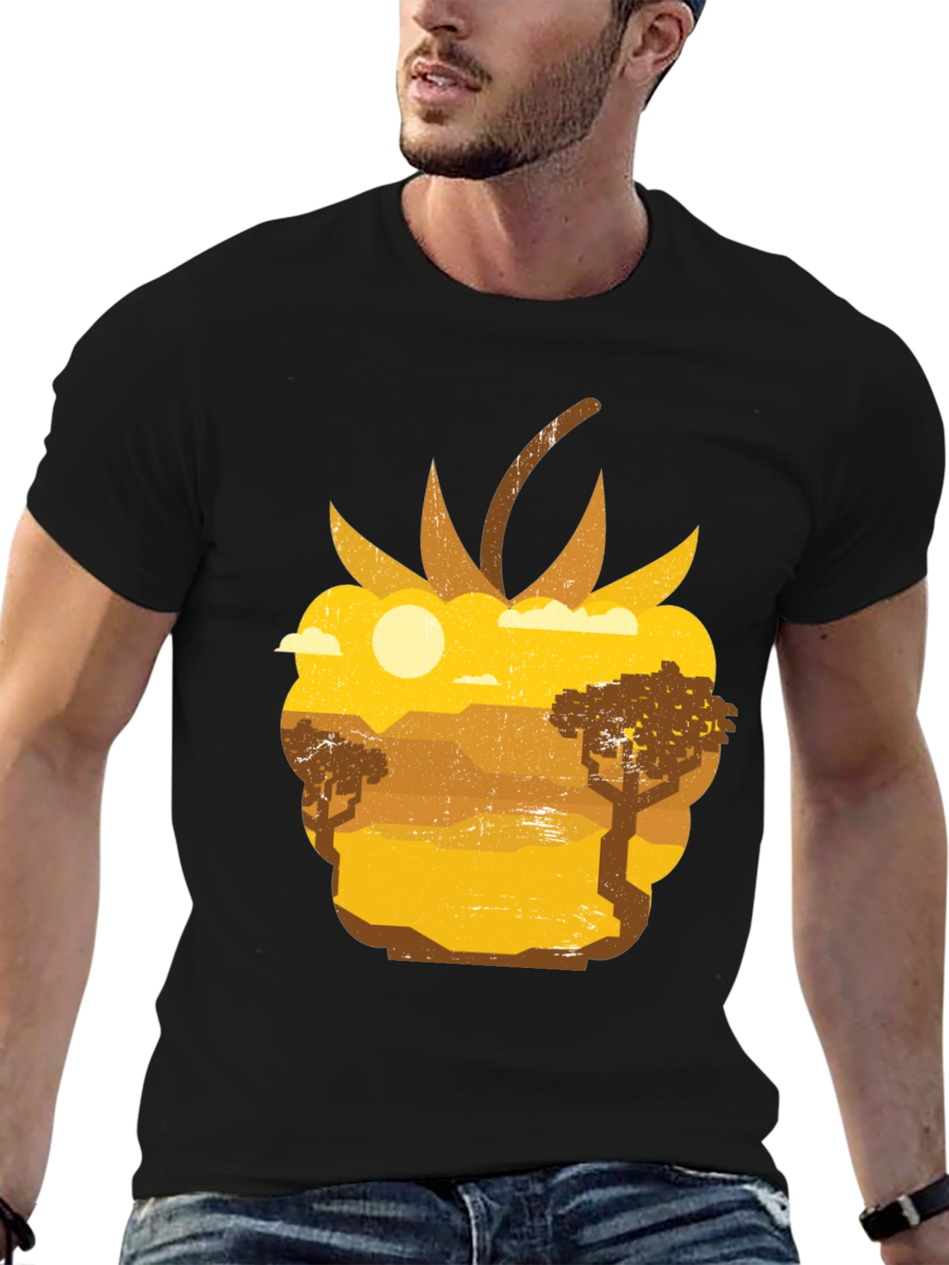 Raspberry Desert Graphic Tee - Unique Nature Scene Shirt