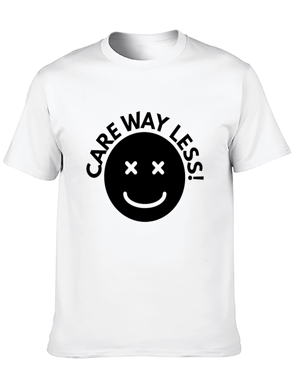 Care Way Less Smiley Face Black T-Shirt