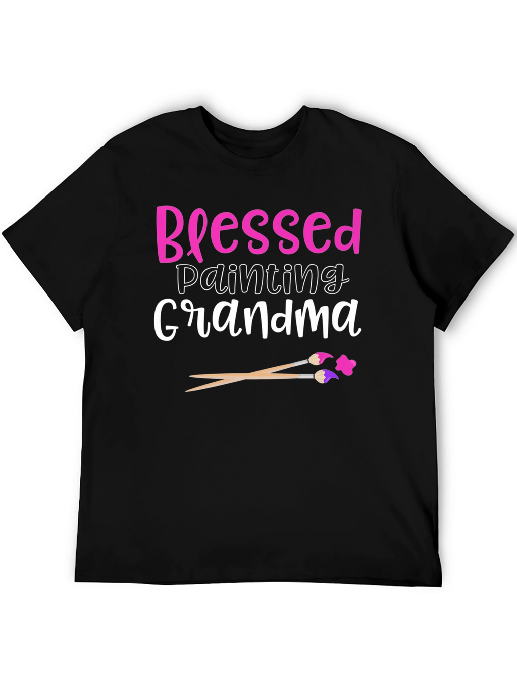 Blessed Painting Grandma Graphic Tee - Black
