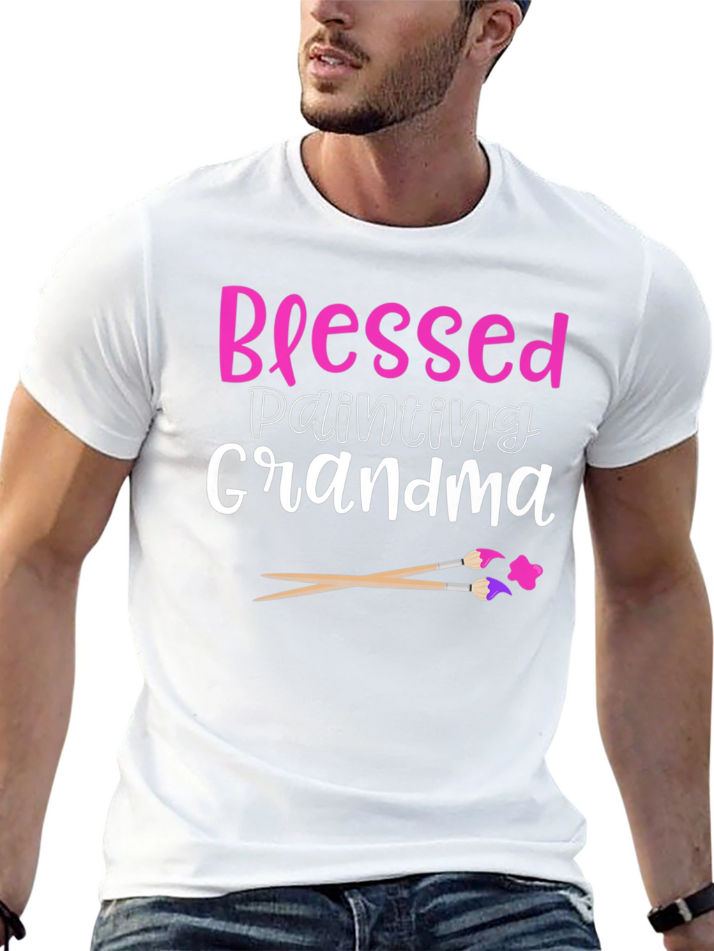 Blessed Painting Grandma Graphic Tee - Black