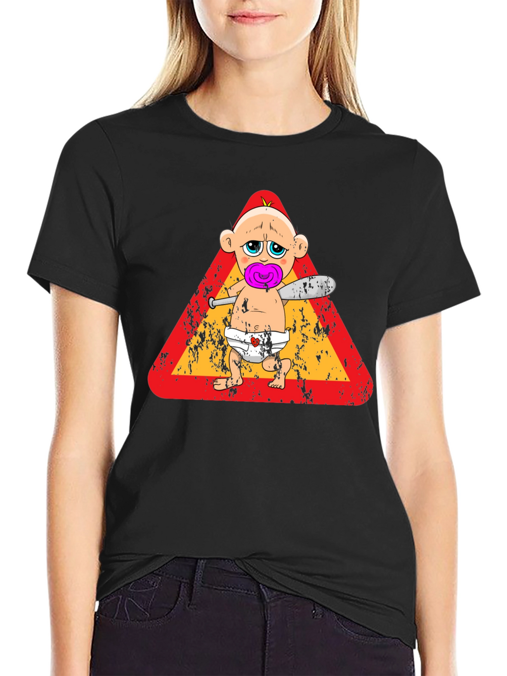 Funny Baby with Baseball Bat T-Shirt