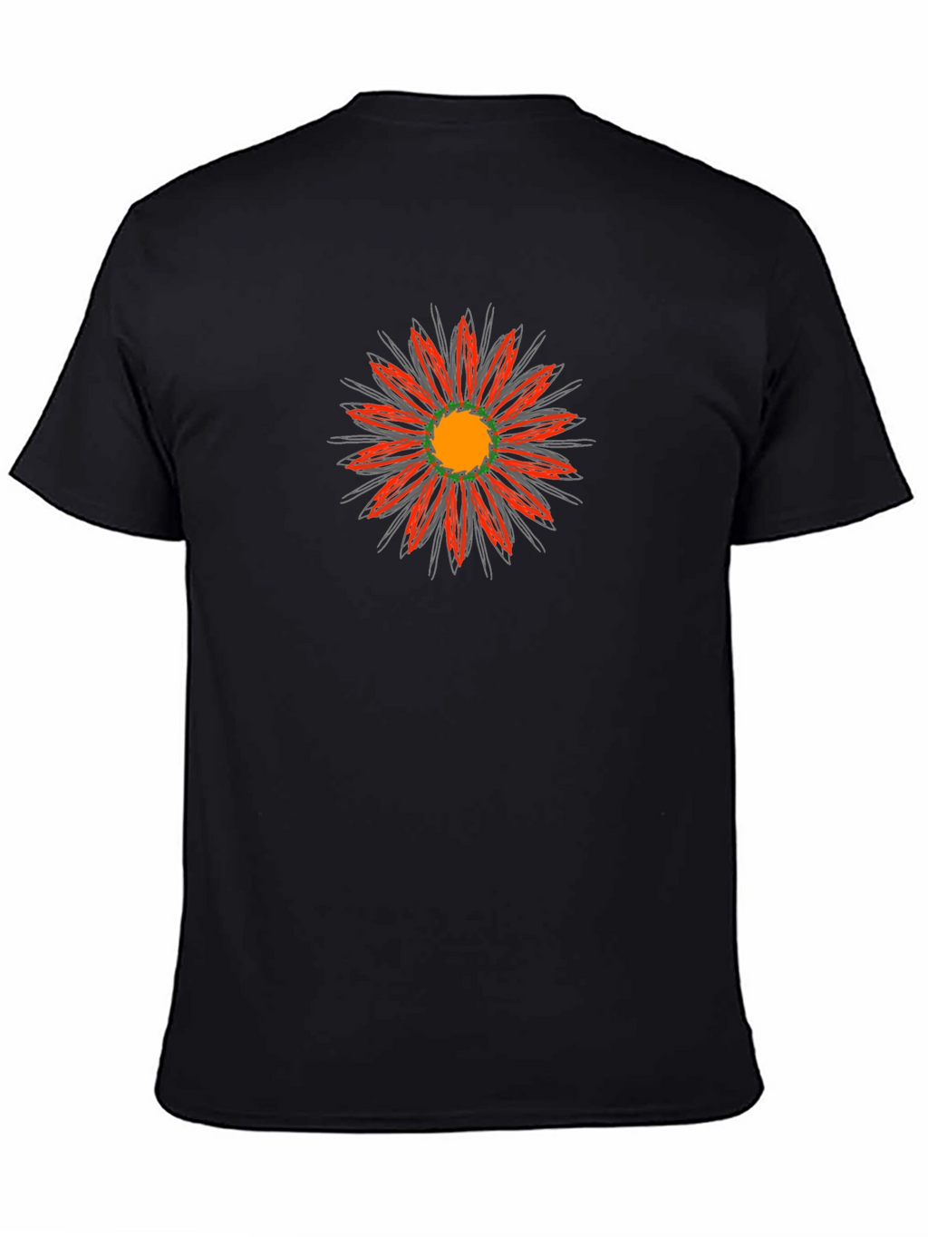 Black T-Shirt with Abstract Flower Design