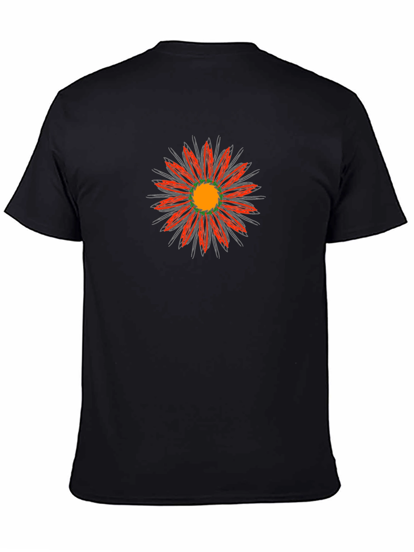 Black T-Shirt with Abstract Flower Design