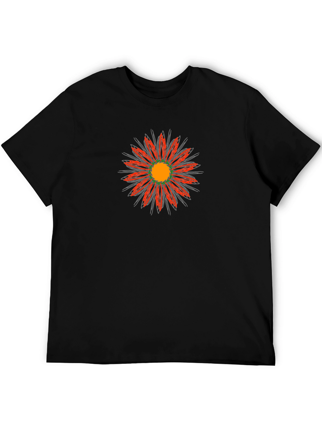 Black T-Shirt with Abstract Flower Design