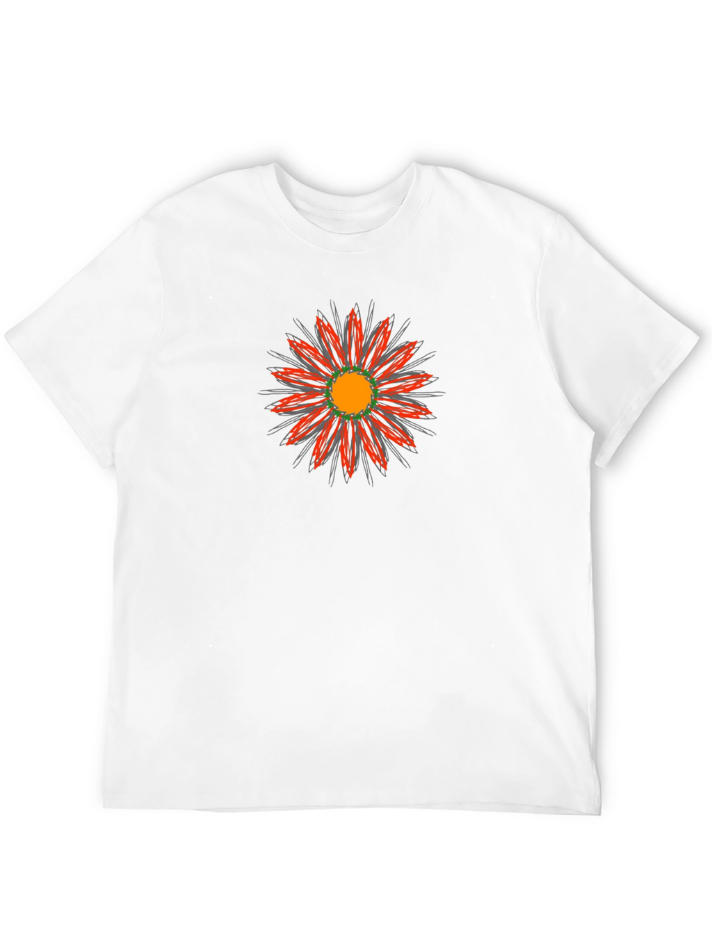 Black T-Shirt with Abstract Flower Design