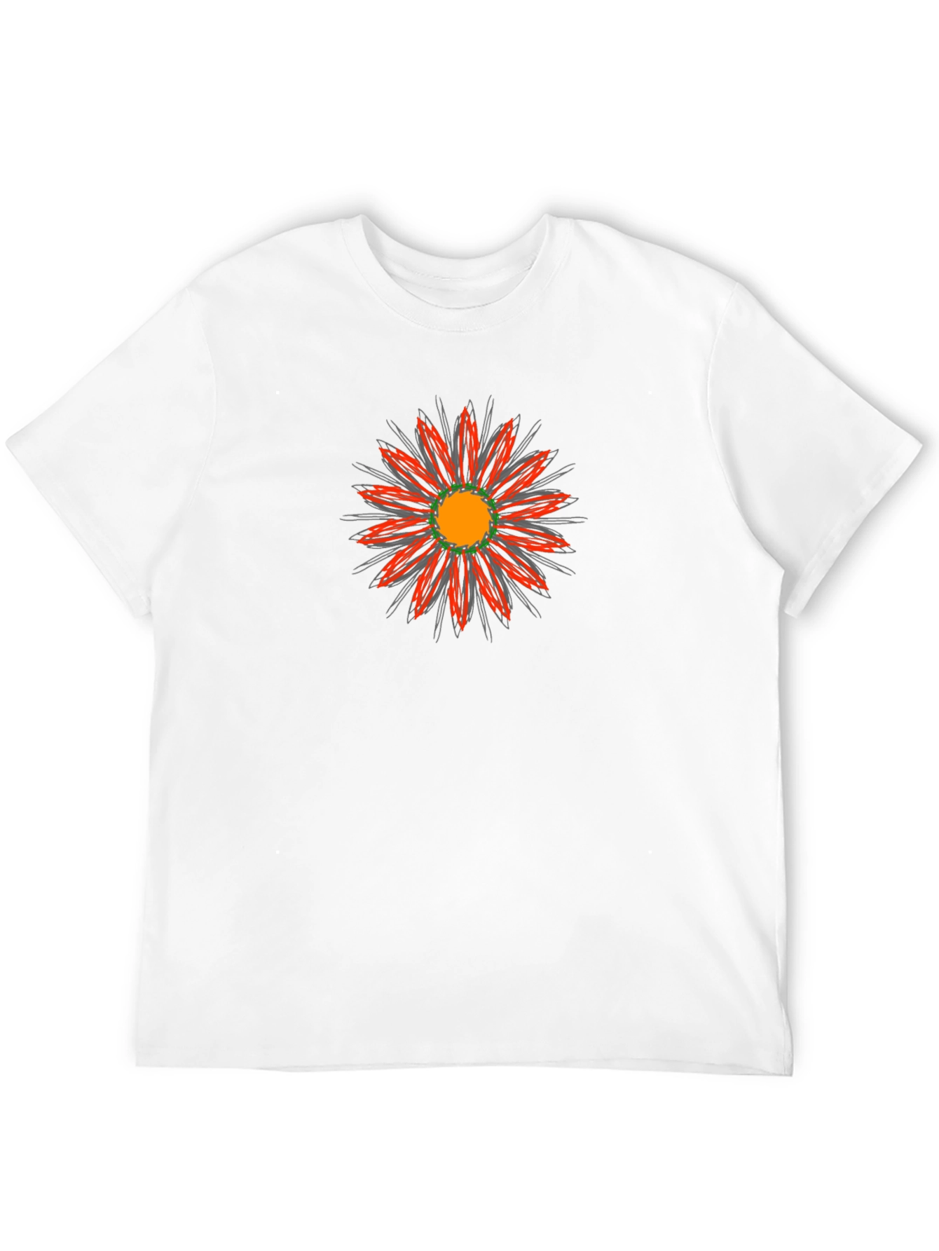 Black T-Shirt with Abstract Flower Design